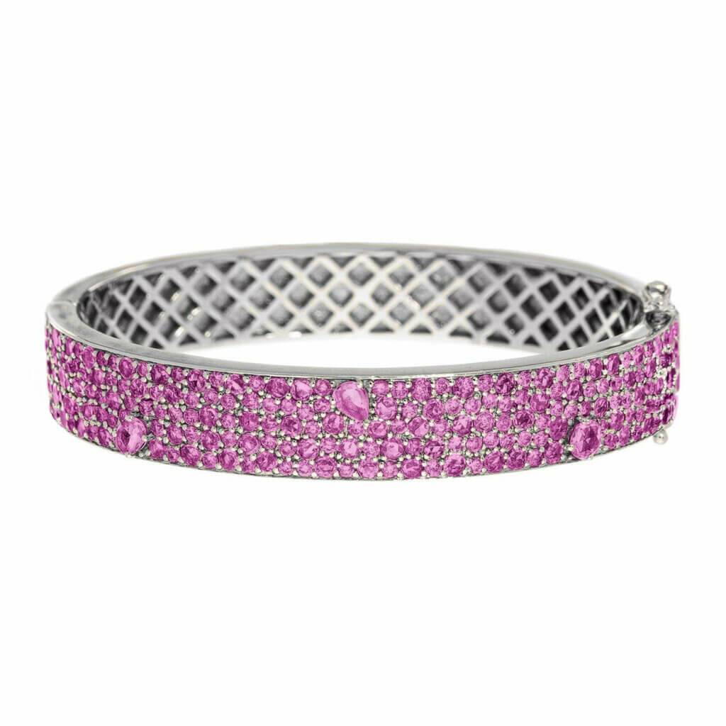 Description Stardust Bangle with Pink Sapphires set in Sterling Silver ﻿Details Sterling Silver Pink Sapphires