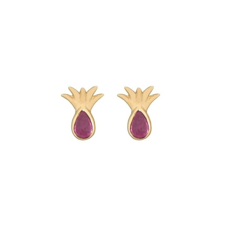Pink Ruby Pineapple Earrings